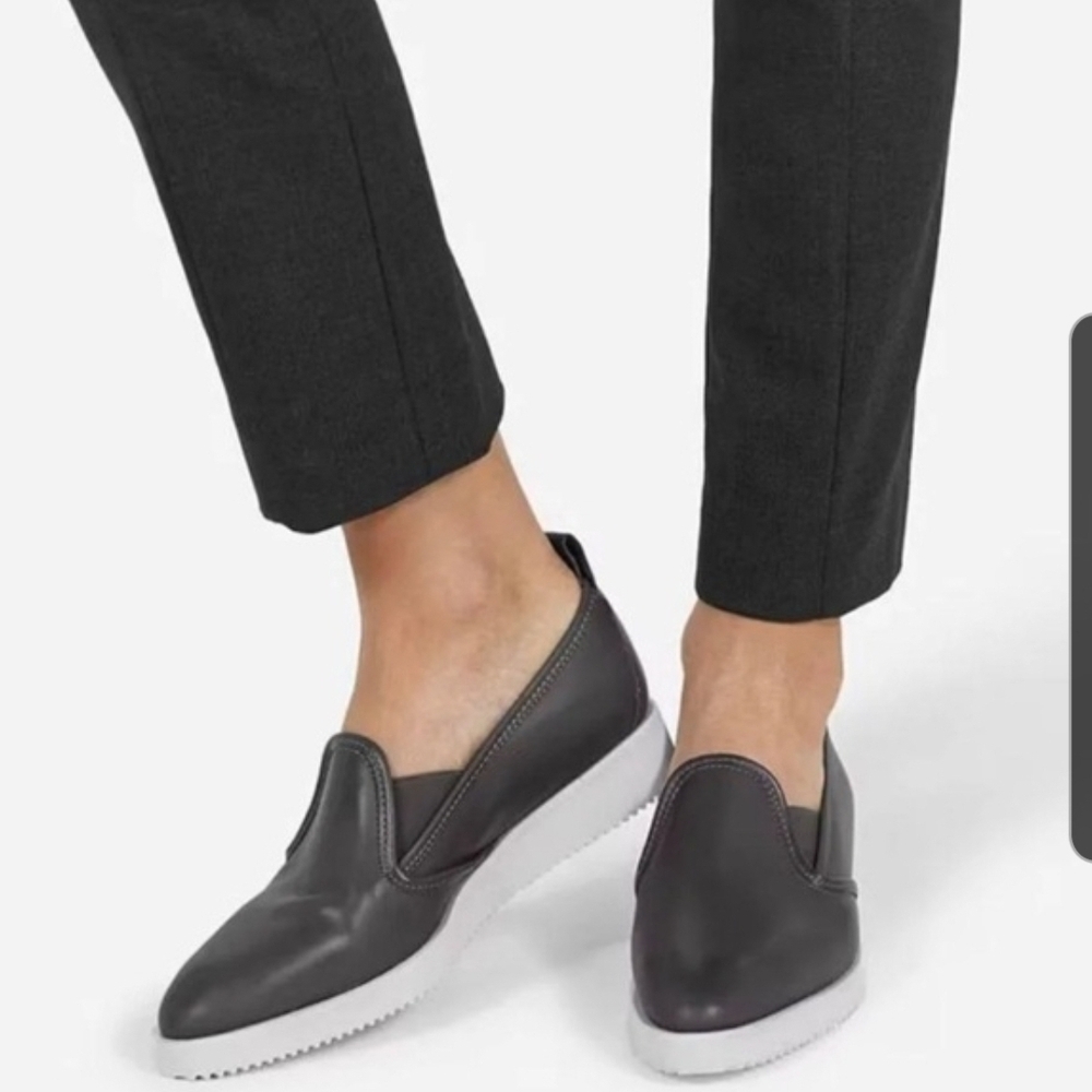 Everlane The Leather City Street Shoe Black Leather Almond Toe Sneakers, Women's